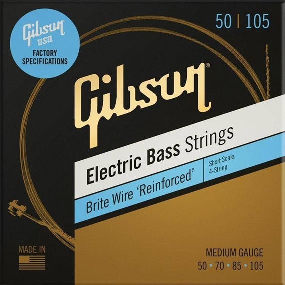 Gibson SBG-SSM Short Scale Brite Wire Electric Bass Strings, 4-String, Roundwound struny basowe