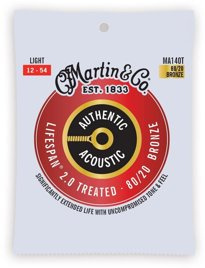 Struny do Gitary Akustycznej Martin Guitar Martin MA140T Authentic Treated Light 80/20