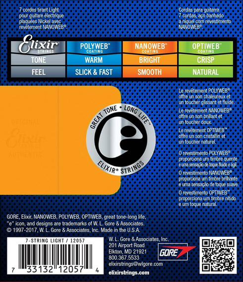 Elixir 12057 Nanoweb 10-56 zestaw 7-strunowy