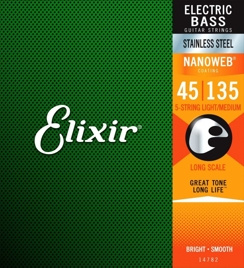 Elixir 14782 Light/Medium (45-105,135) NW Long Scale- struny basowe stalowe
