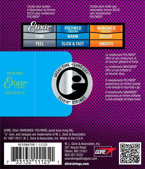 Elixir 11125 PolyWeb Bronze Resonator 16-56