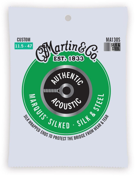 Struny do Gitary Akustycznej Martin Guitar Martin MA130S Authentic Silked Silk & Steel 11.5 - 47.0
